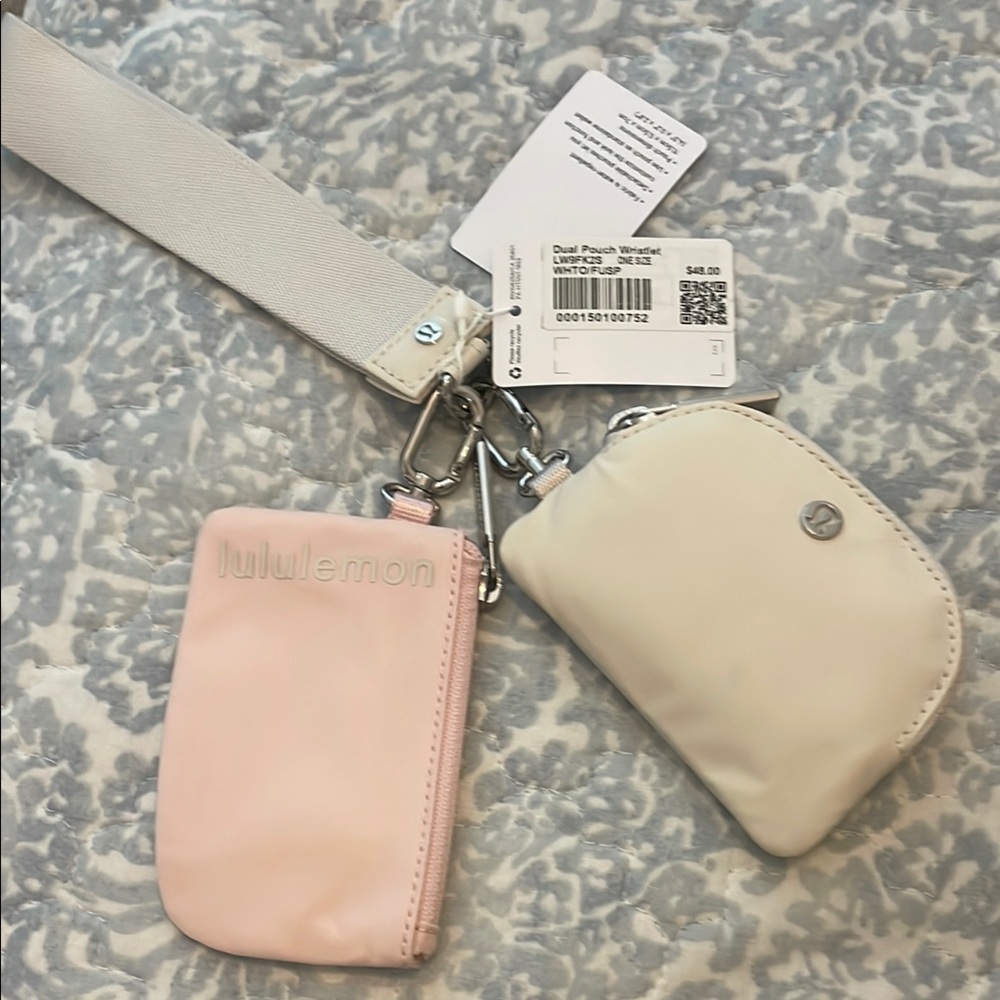 Lululemon Athletica Pink and Cream Wristlet Set